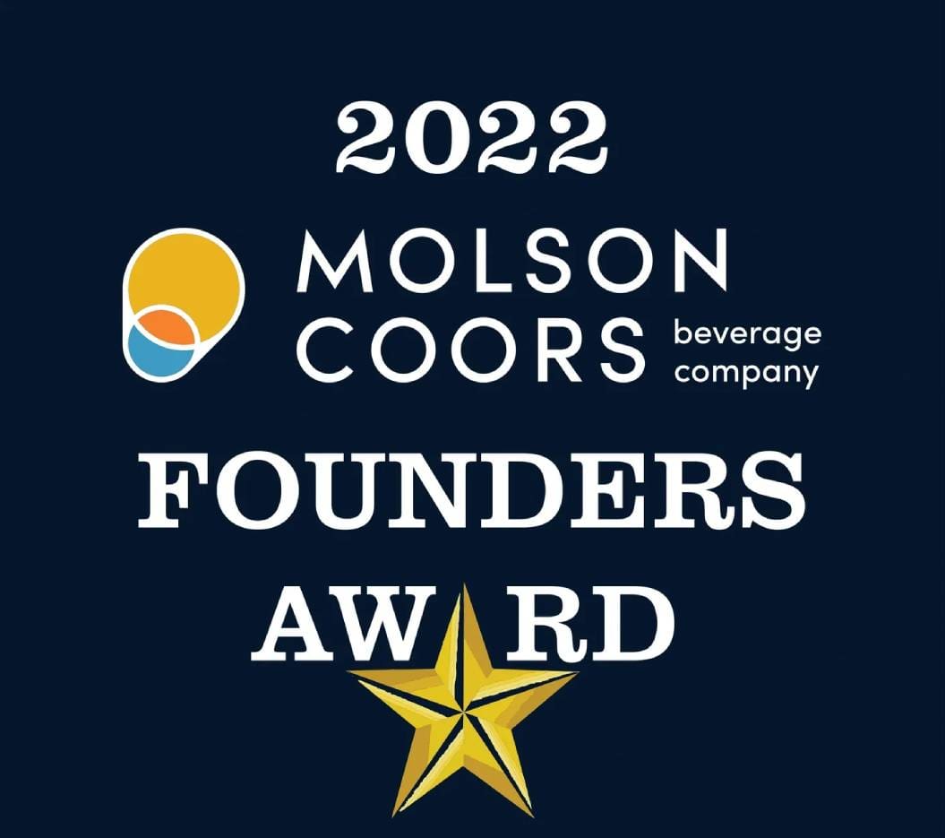 A star is on the ground with a beer logo and text that reads " 2 0 2 2 molson coors beverage company founders award ".