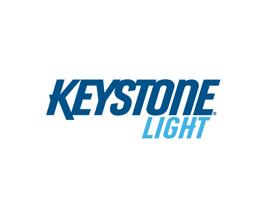 A blue and white logo of keystone light.