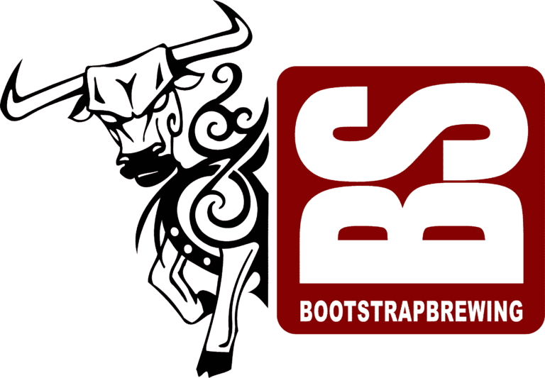 A black and white picture of a bull with the logo for bootstrapbre.