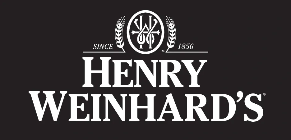 A black and white logo of henry weinhard.