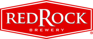 A red and white logo for a brewery.