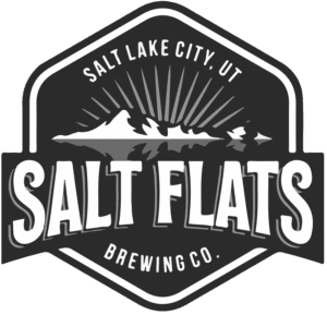 A black and white logo of salt flats brewing co.