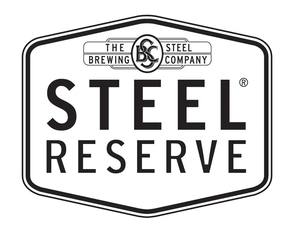 A black and white logo for steel reserve.