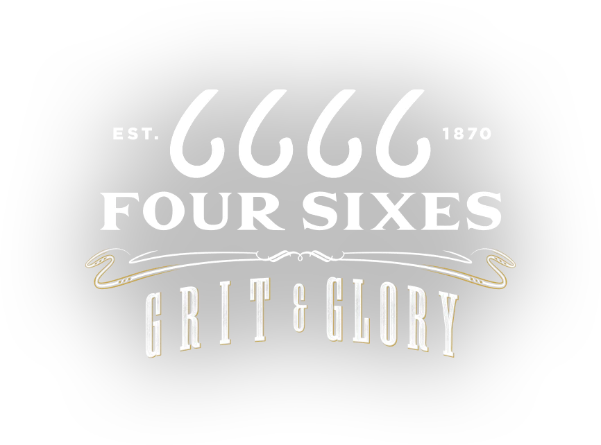 A black and white logo of four sixes grit & glory.
